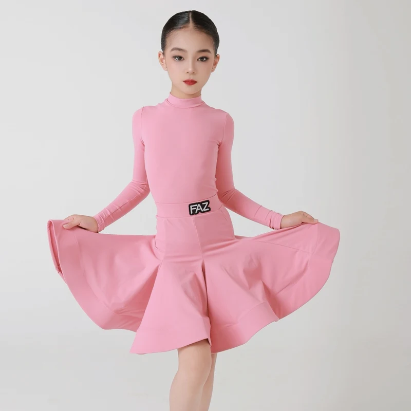 Costume de danse latine pour enfants, Costume de compétition professionnelle à manches longues pour filles, Tango Samba, vêtements de spectacle sur scène, nouvelle collection 2025 XH2687