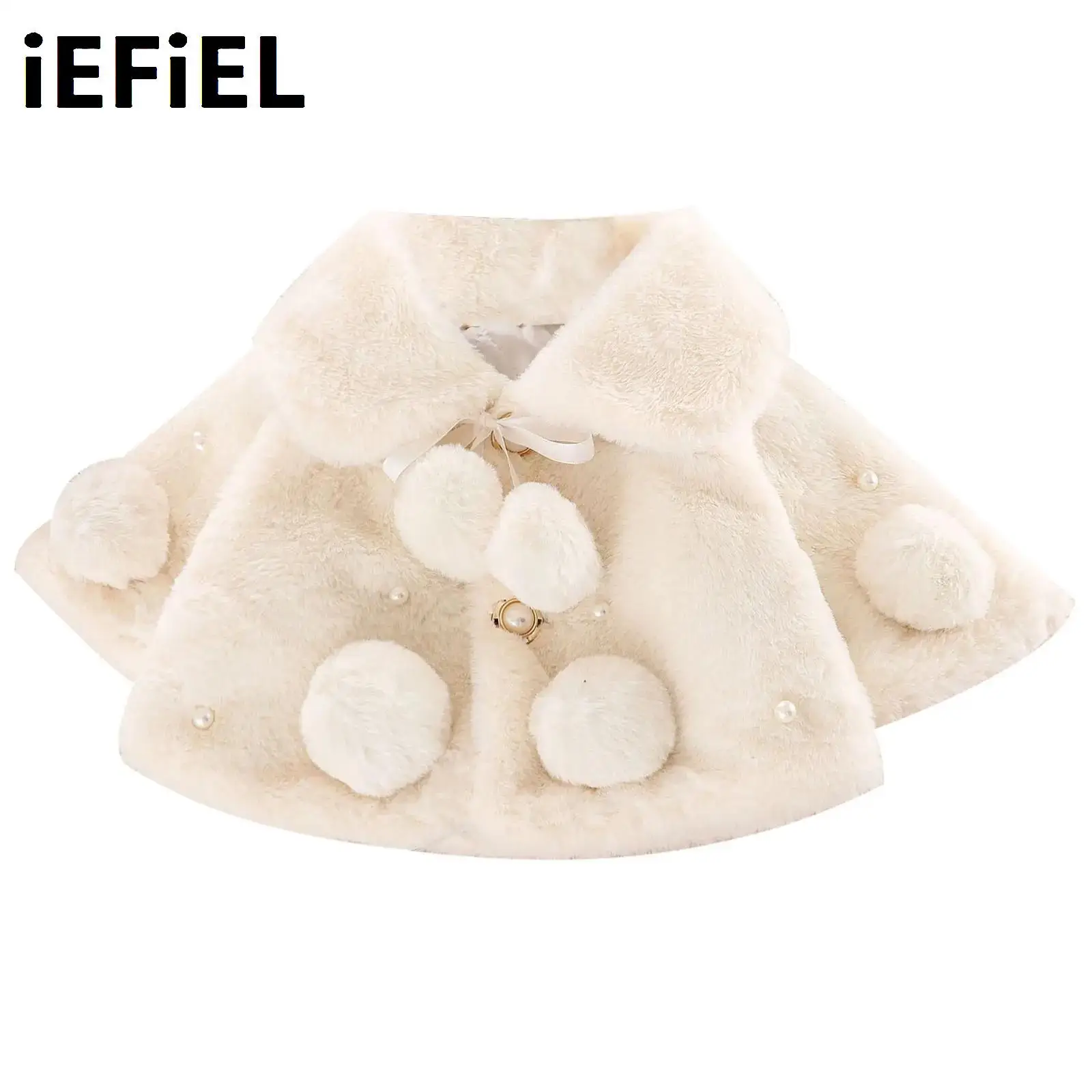 Newborn Infant Baby Girls Faux Fur Coat Winter Thick Jacket Cape Cloak Poncho Princess Outerwear Coat Warm Cloak Jacket 0-3Years