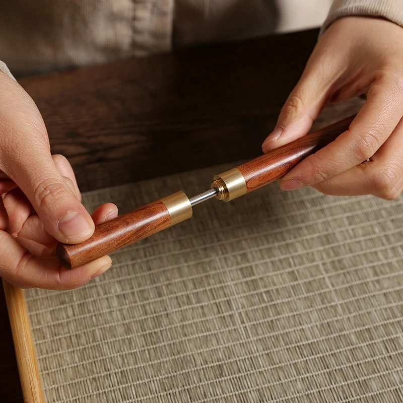 Ice Pick in acciaio inossidabile con manico in legno e accessori per la cerimonia del tè dello strumento da cucina della guaina