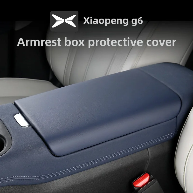 Para xiaopeng g6 2022-25 almofada de descanso de braço do carro couro respirável console central caixa capa anti risco braço caixa protetor