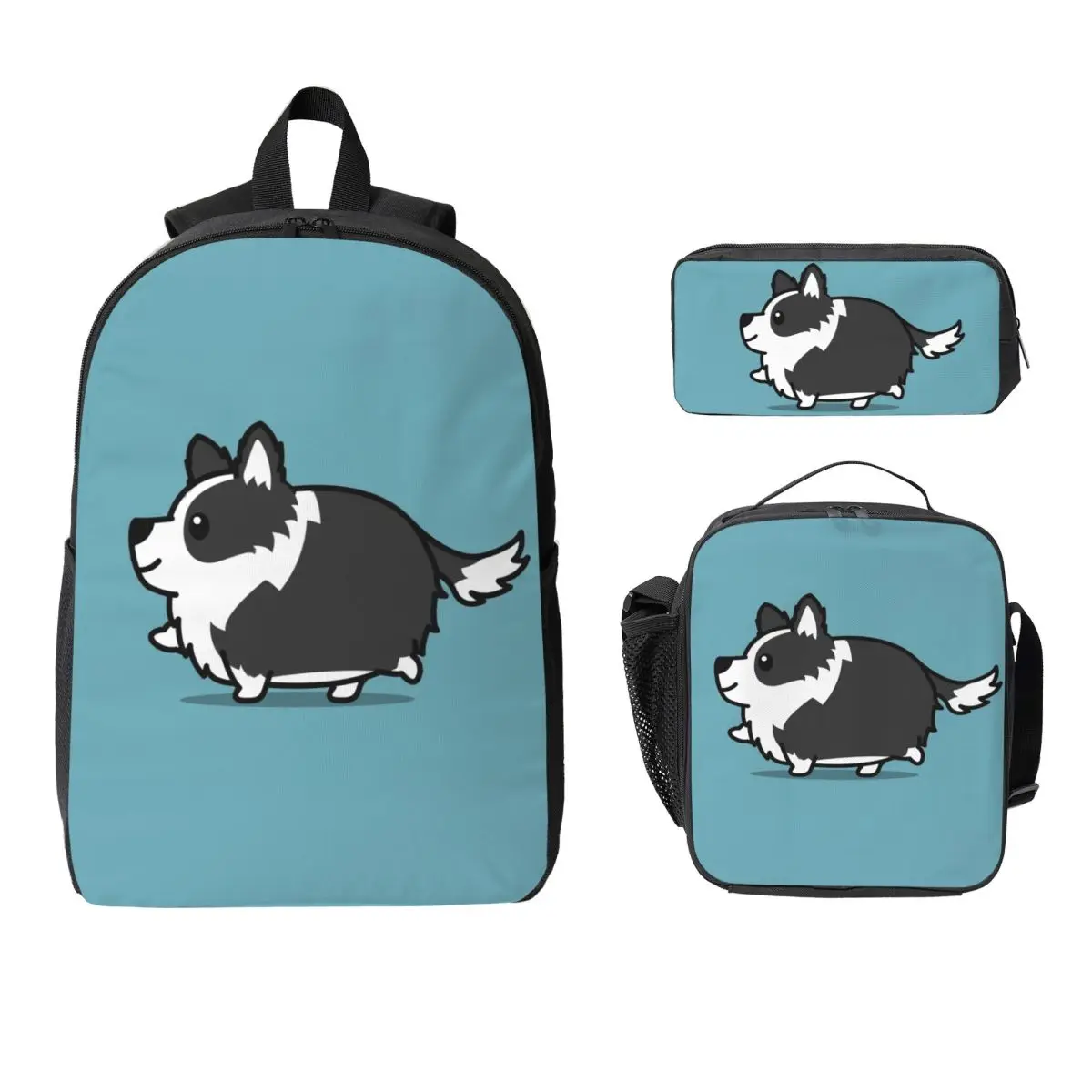 

Cute Border Collie Backpack Student Boys Girls BookBag School Bag Laptop Shoulder Bags 3ps Insulated Lunch Bag Pencil Case