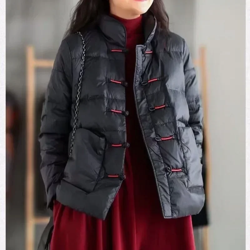 Vintage gewatteerde pufferjas met enkele rij knopen Winterwarme lichtgewicht parka Winddichte bovenkleding WinterkledingTrends jas Nieuw