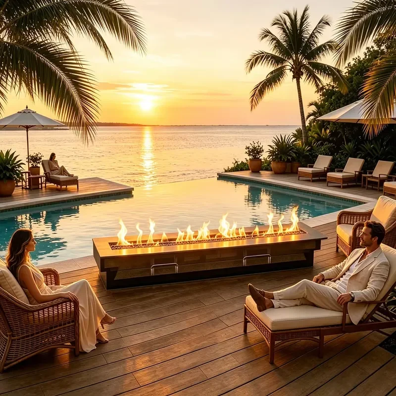 Indoor Outdoor AFM200 Super Large Capacity Bioethanol Fire Burner Silver Panel Home Appliance Hotel Garden Pool Decor