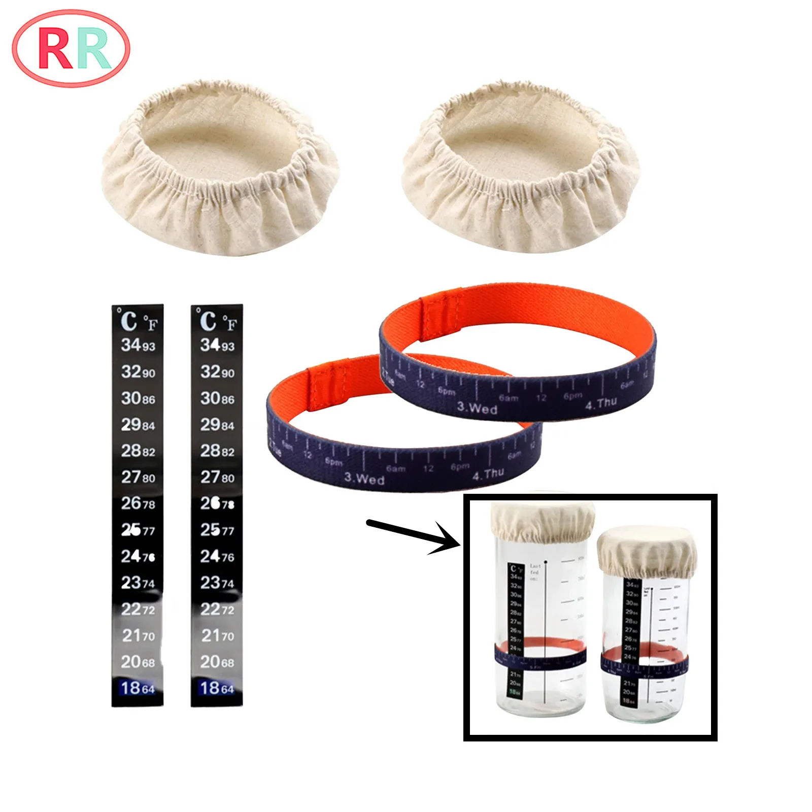 

Home Bread Baking Tool Culture Dish Cloth Cap Temperature Test Paper Spatula Positioning Tape Sourdough Kit Baking Supplies