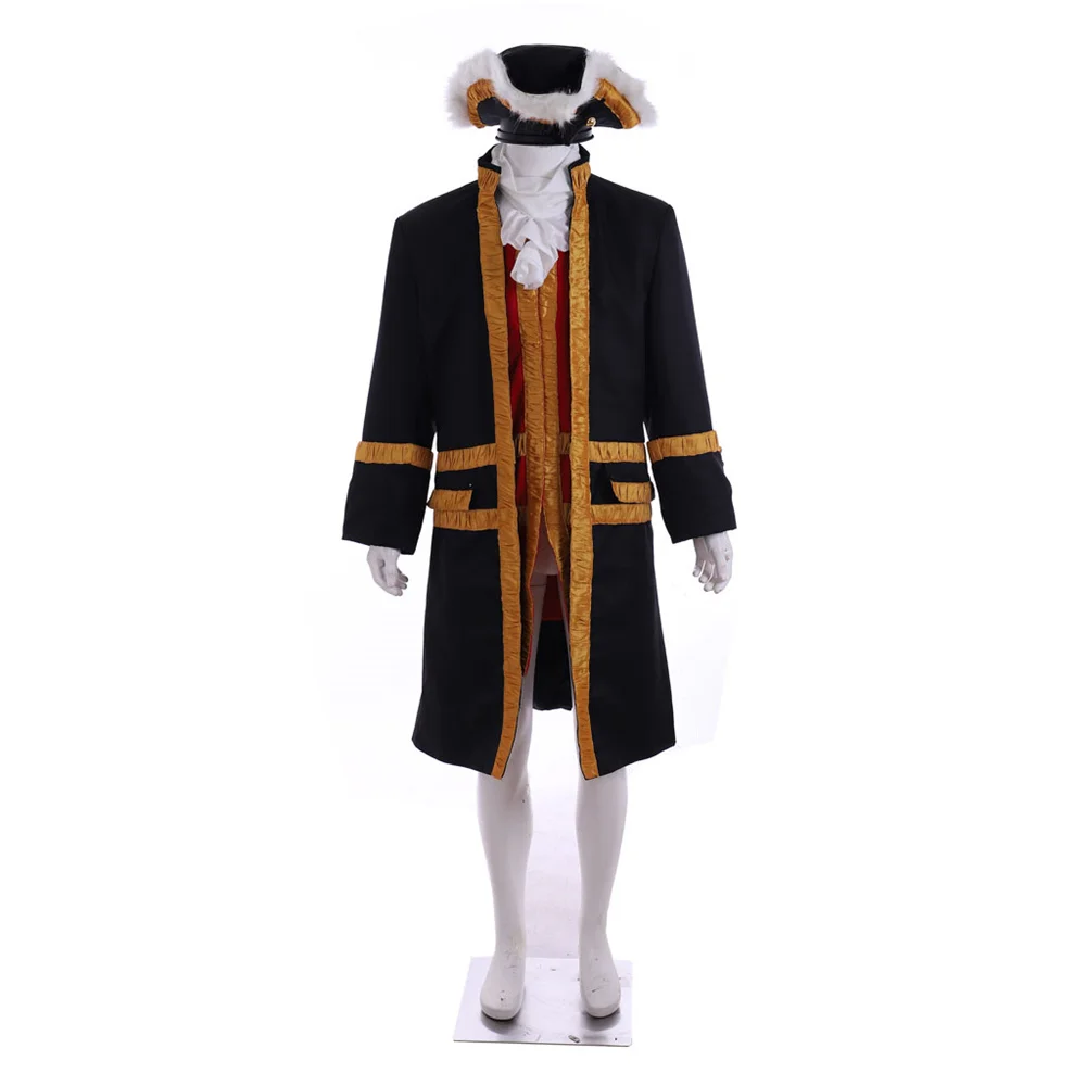 18th Century  Medieval Men's Top Hat Full Victorian Regency Coat King  Colonial Officer Uniform