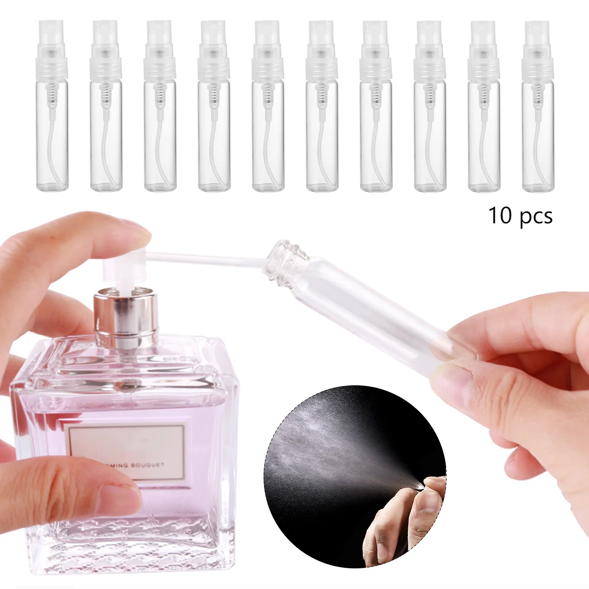 

10Pcs Portable Perfume Bottles Leakproof Mini Travel Containers for Shampoo Lotion Makeup Remover Storage