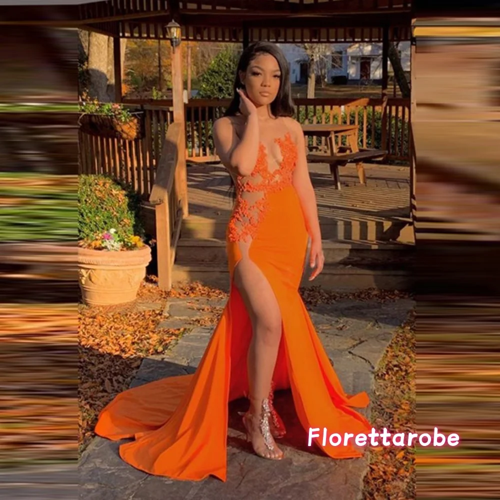 

Sexy Satin Lace Prom Dresses for Women Mermaid Formal Maxi Dress Long Party Gowns Side Slit Vestidos De Gala Customized