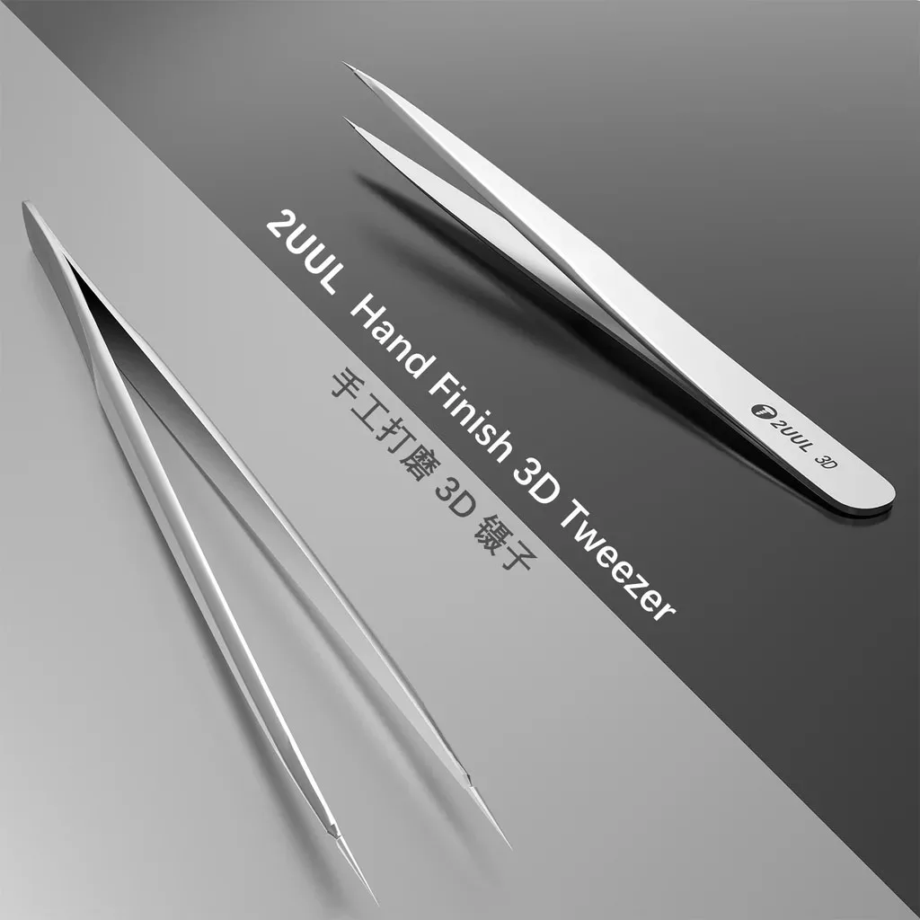 2UUL TW01 TW02 hand polished 3D tweezers with pointed stainless steel 0.01mm flying wire high-precision anti magnetic tweezers