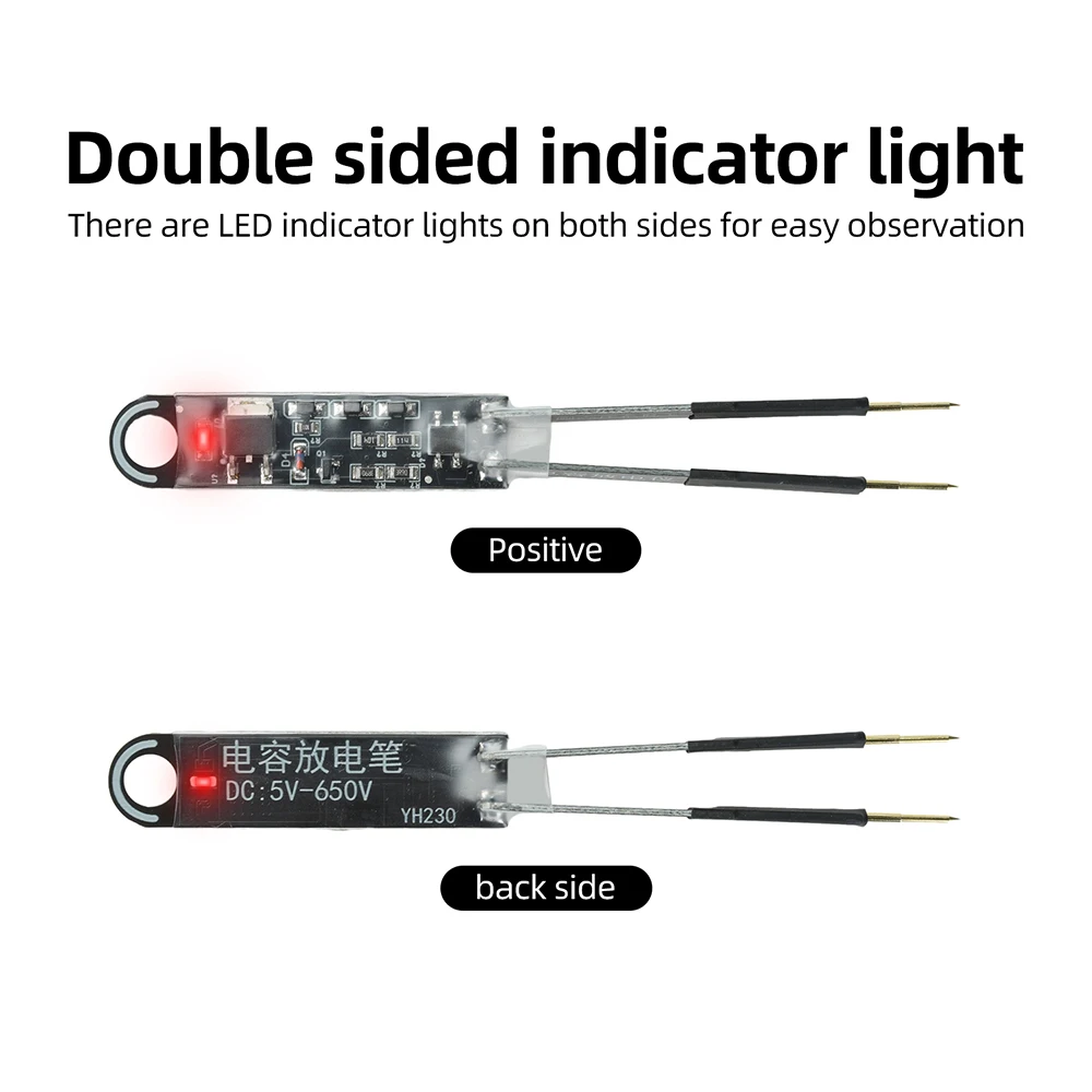 1000UF Capacitor Discharge Pen High Voltage Tweezer Probe Adjustable Needle Spacing Safe Spark-Free for Electronics Maintenance