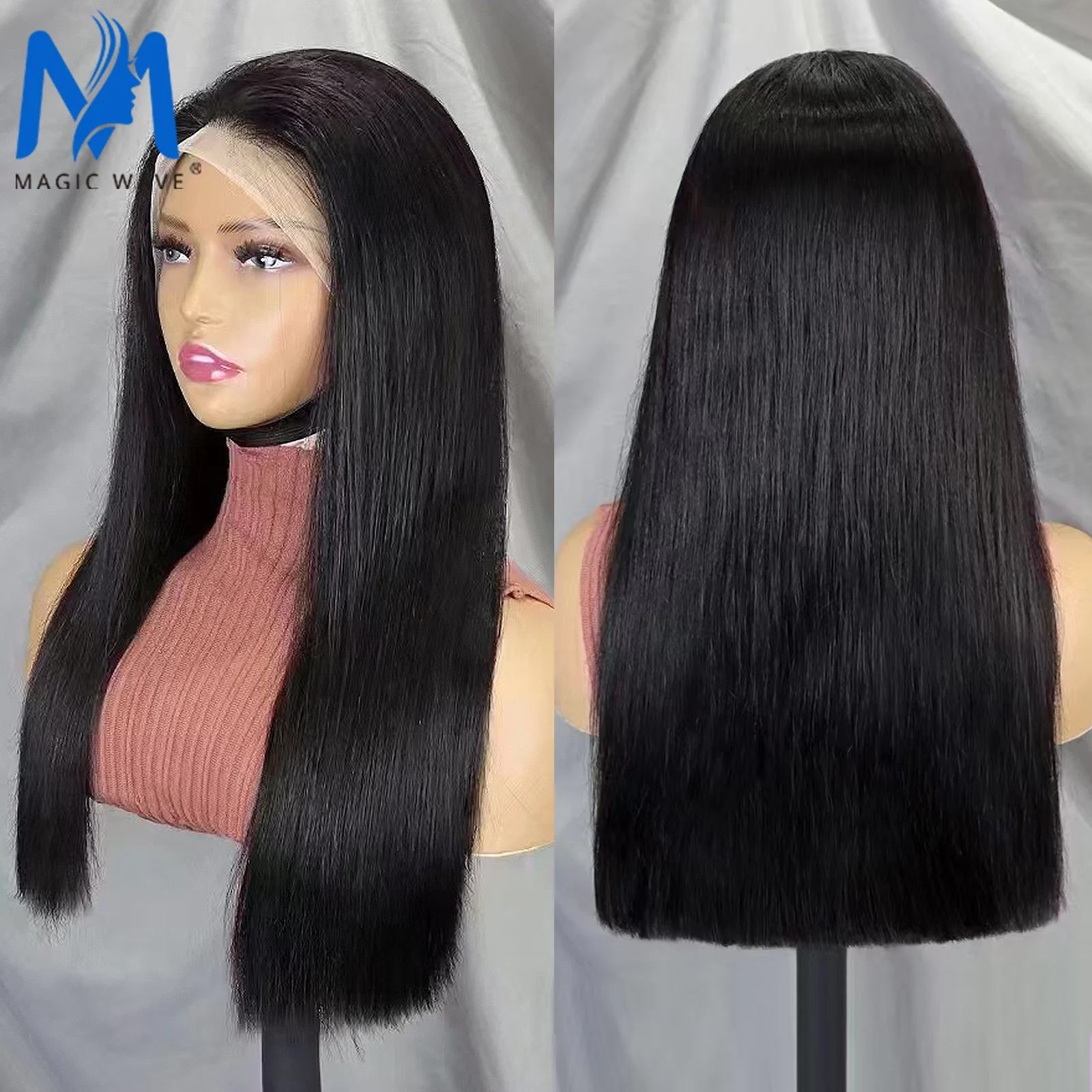 20 inch 300% Density Natural Color Double Drawn Bone Straight Human Hair Wig for Black Women 13x4 Lace Front Brazilian Remy Hair