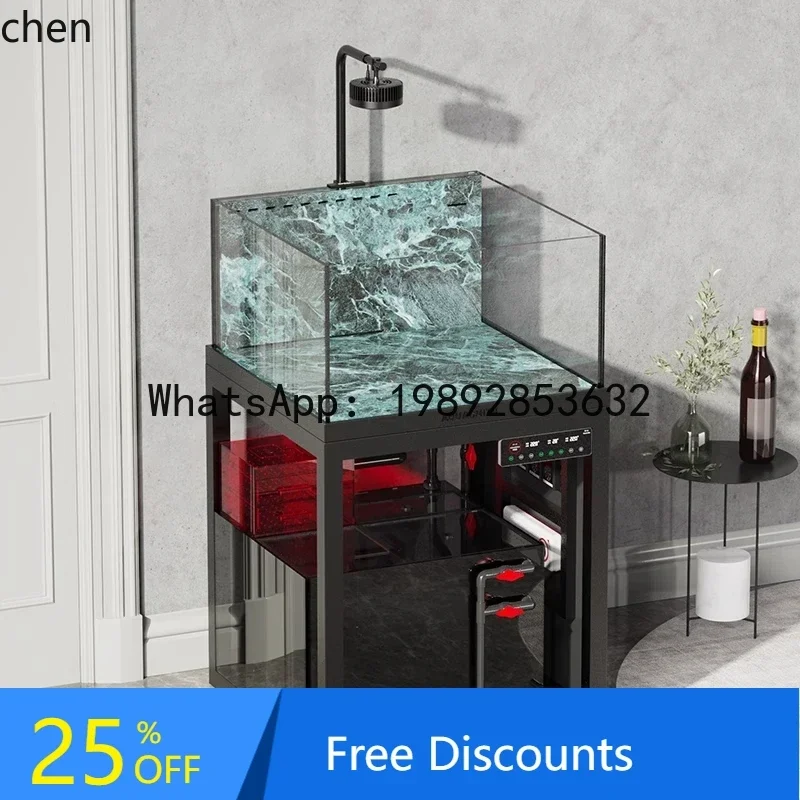 

B1 old fisherman fish tank living room ultra-white bottom filter goldfish tank glass stream tank ecological aquarium