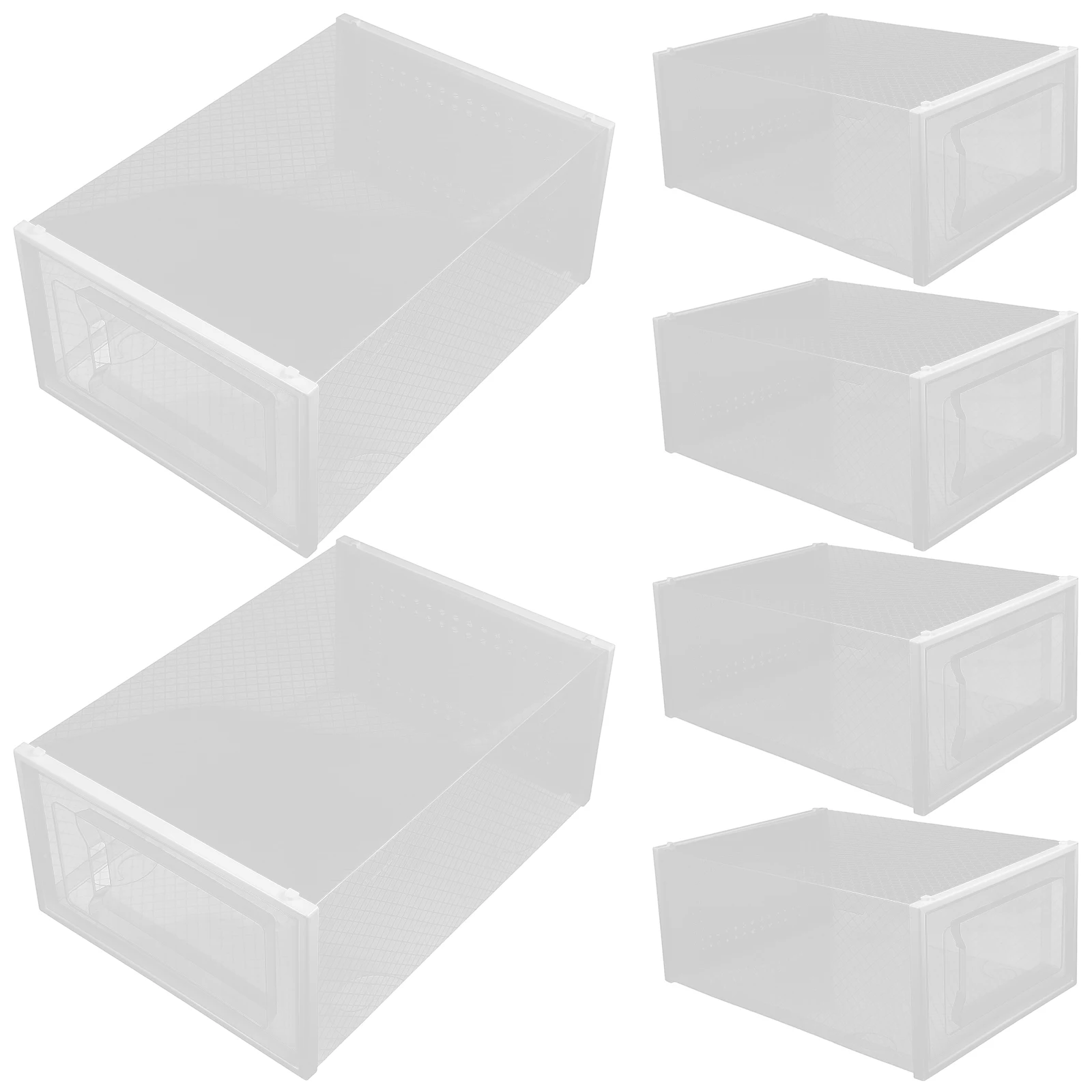 

6Pcs High Transparency Shoe Storage Boxes Clear Plastic Stackable Organizer For Closet