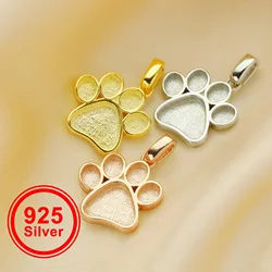 13MM Keepsake Breast Milk Resin Dog Paw Pendant Bezel Settings,Solid 925 Sterling Silver Rose Gold Plated Charm 1431165