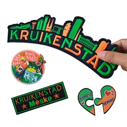 Carnaval Kruikenstad Emblem green and orange Patches for Clothing Iron on Embroidered Sew Applique Patch 013 Badge