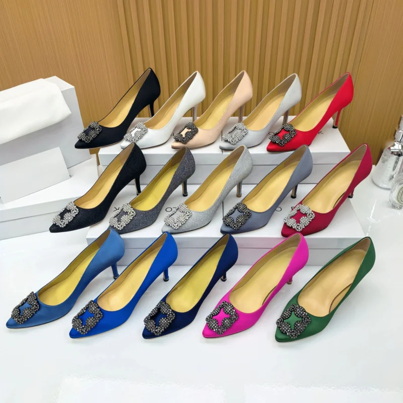 

2026Designer Classic Versatile Pointed High Heels Women's Fashion Satin Shallow High Heel Pumps Formal Party Shoes Weddin