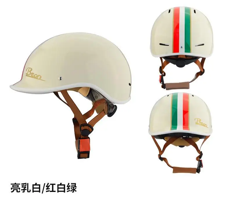 Beon Electric Car Helmet Summer Sunscreen Ultra Light Retro Half Helmet Adjustable Solid Color Simple Ladle Helmet Casco Moto