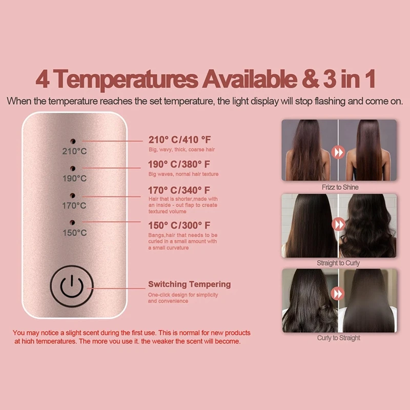 فرشاة مكواة تجعيد الشعر اللاسلكية، مشط تمليس ساخن صغير للسفر، محمول 3 في 1