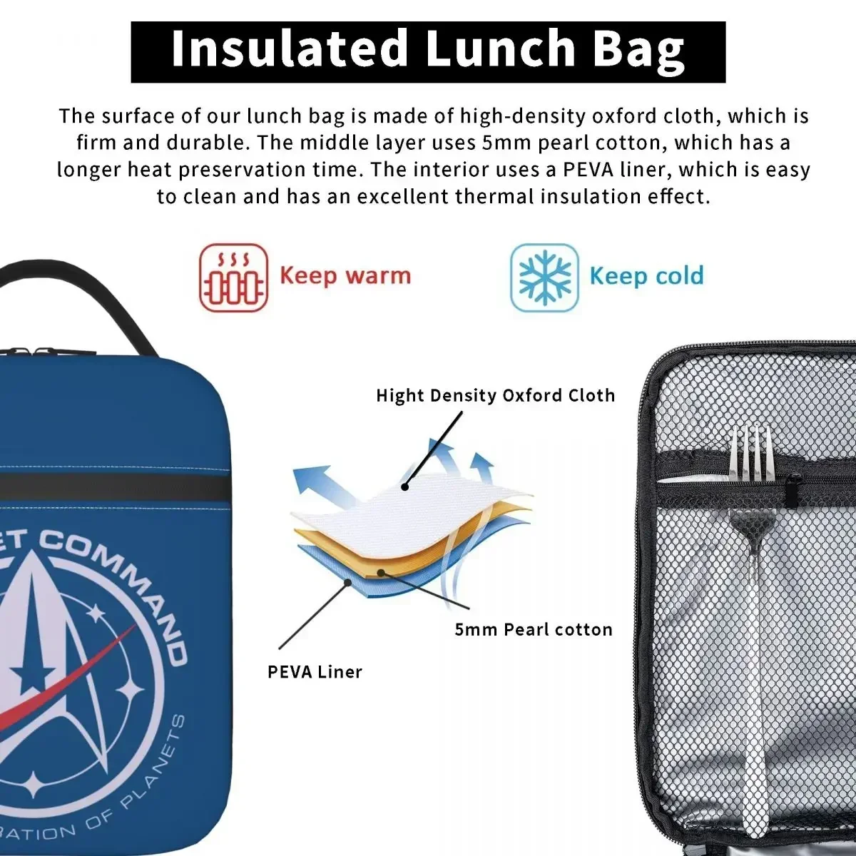 Star Treks-Sacs à lunch isothermes thermiques pour femmes, récipient à lunch réutilisable pour enfants, boîte de rangement des aliments pour enfants à l'école