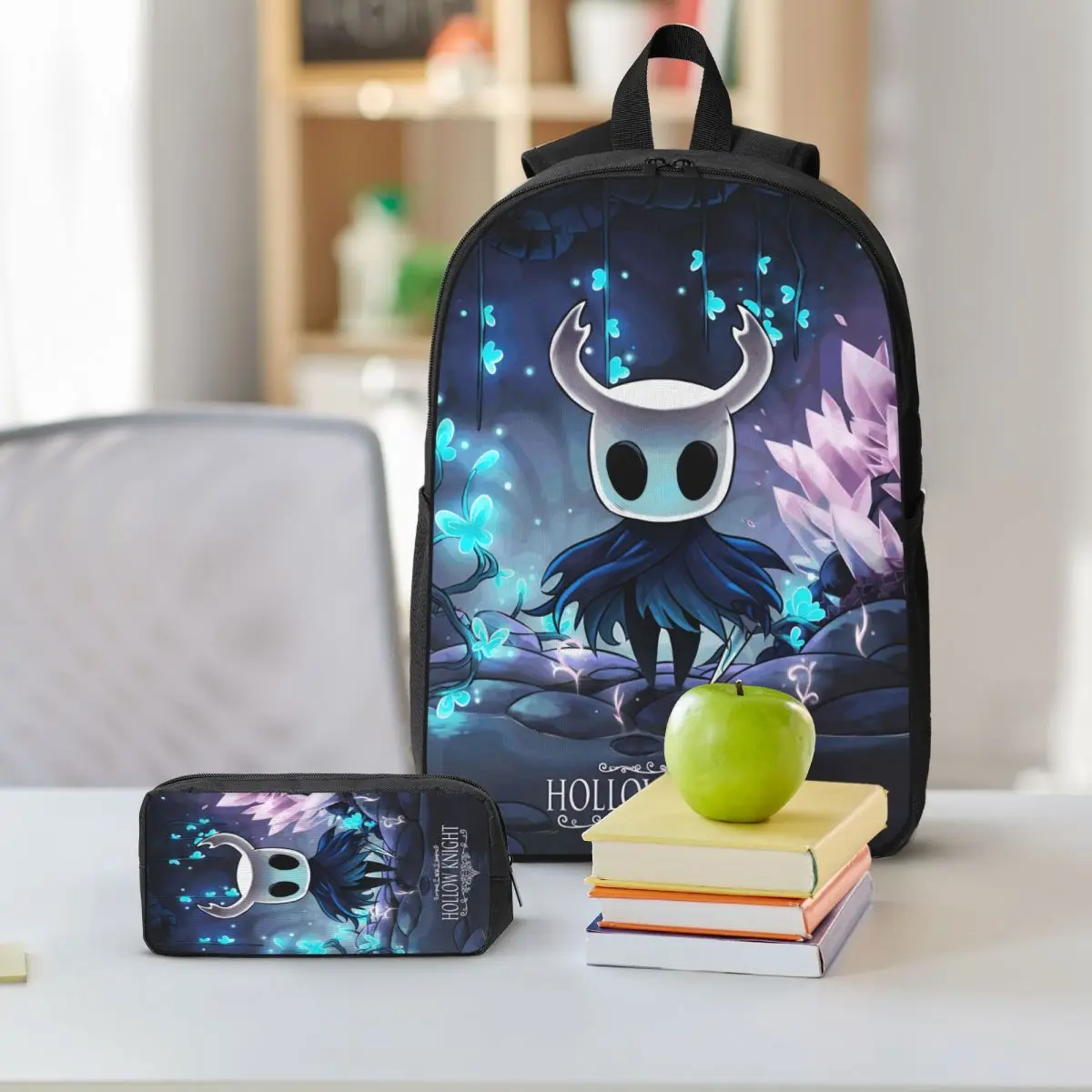 Set di zaini Hollow Knight merch da 3 pezzi per ragazze, ragazzi, borse per penne, set di borse per libri con scatola per il pranzo, per studenti delle scuole