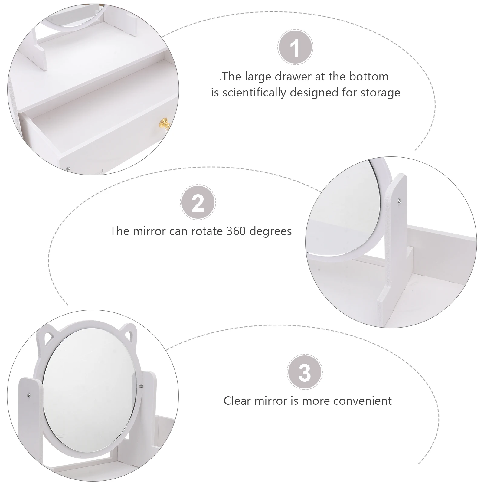 

Organiser Mirror Storage Box Drawer Countertop Makeup Organizers Perfume Desktop White Crystal