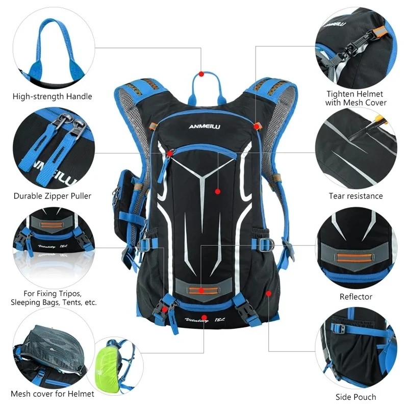 Anmeilu-mochila para correr al aire libre, mochila de ciclismo, Camping, senderismo, Trekking, mochilas deportivas impermeables, bolsa de viaje de