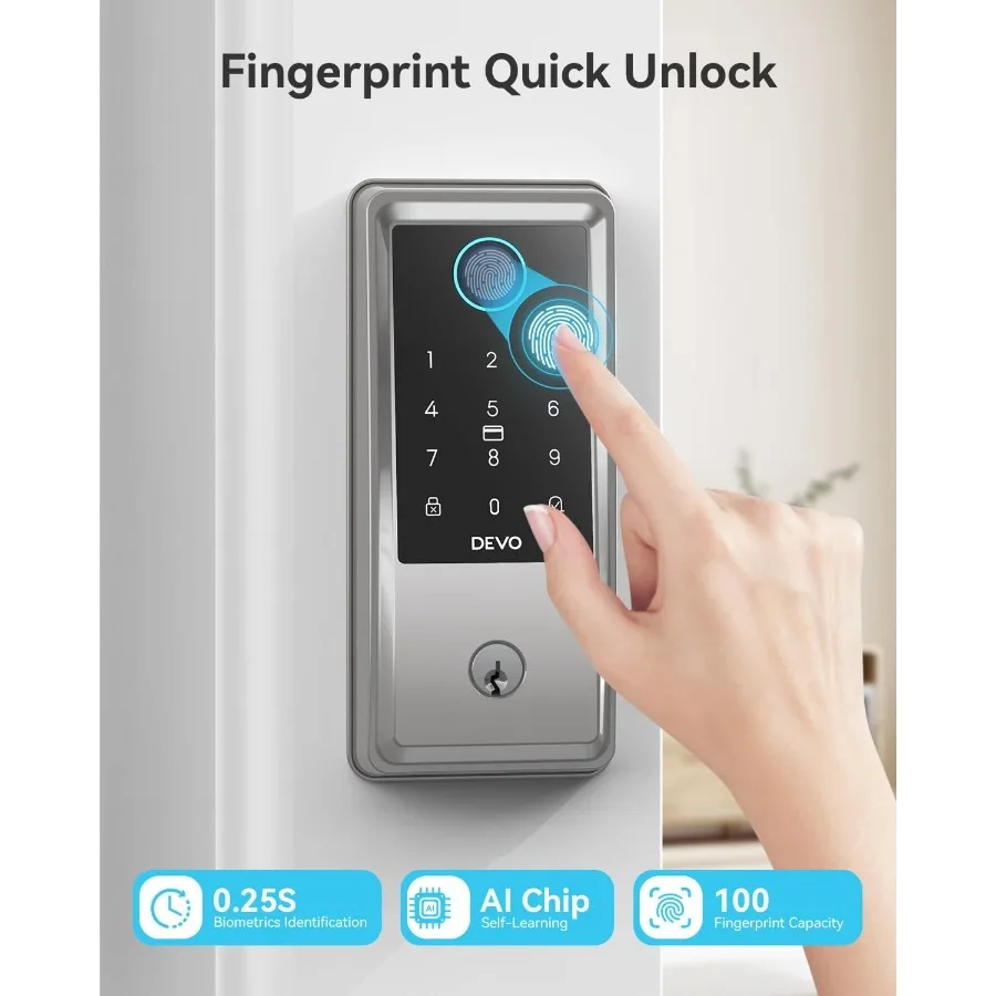 أقفال ذكية ببصمة الإصبع G6 للباب الأمامي مع دخول بدون مفتاح 6 في 1 مدمج واي فاي ذكي ديدبولت يتميز بلوحة مفاتيح تعمل باللمس أ
