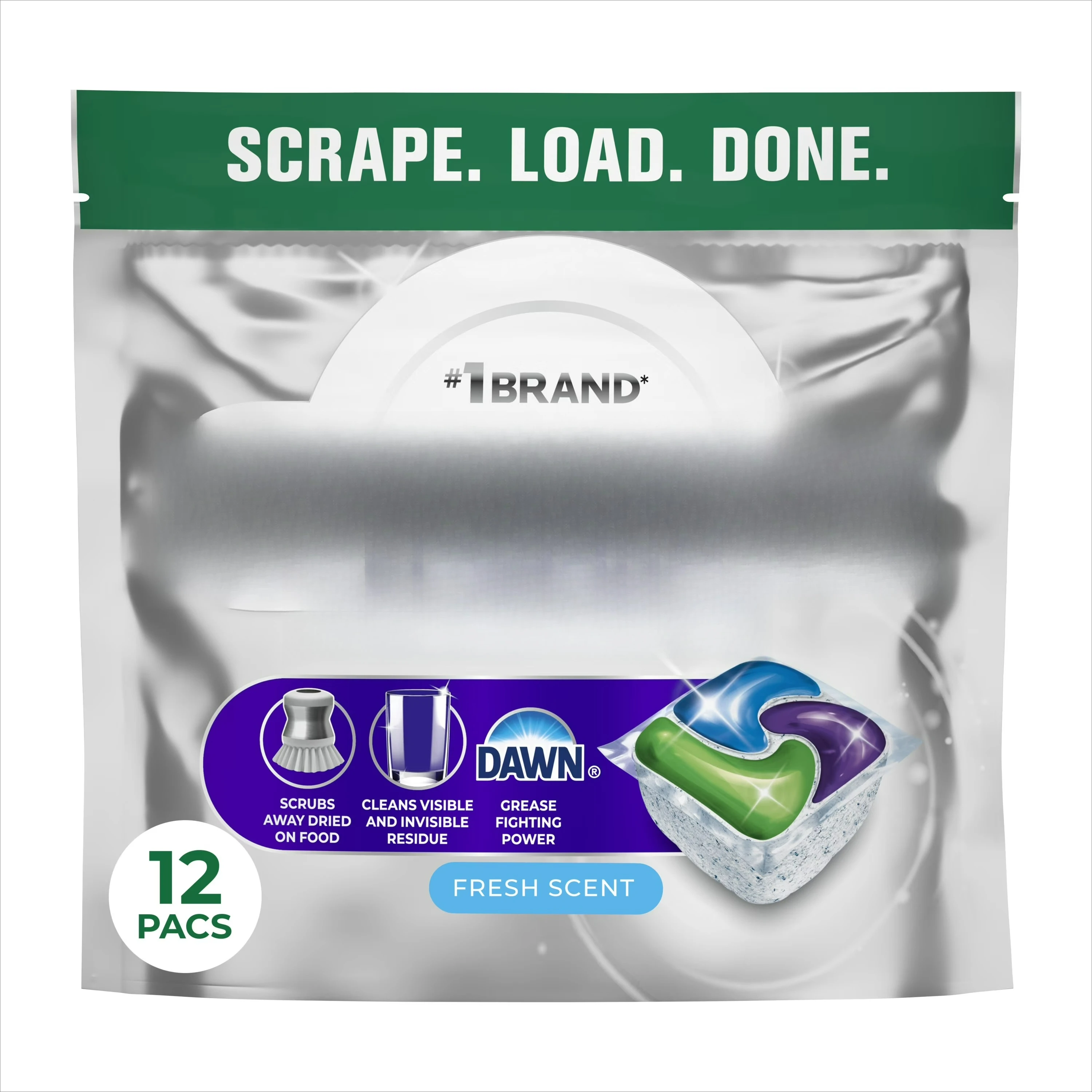 Dishwasher Pods, Dishwasher Detergent, Dish Detergent Soap, Fresh, 12 Count