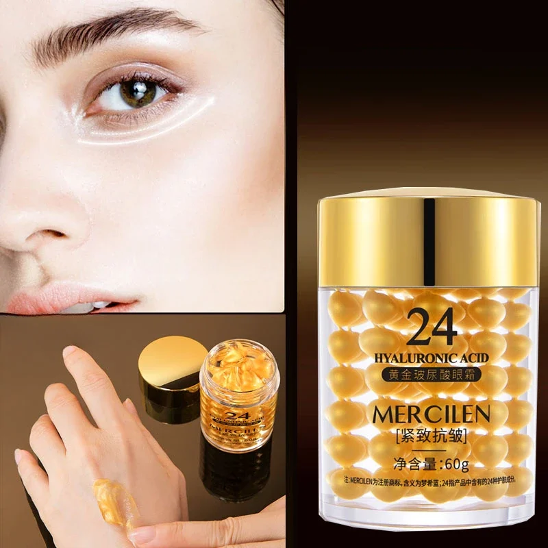 

Mengxilan 24K Gold Hyaluronic Acid Eye Cream 60g Fading Eye Lines Anti-Wrinkle Firming Eye Care Skincare