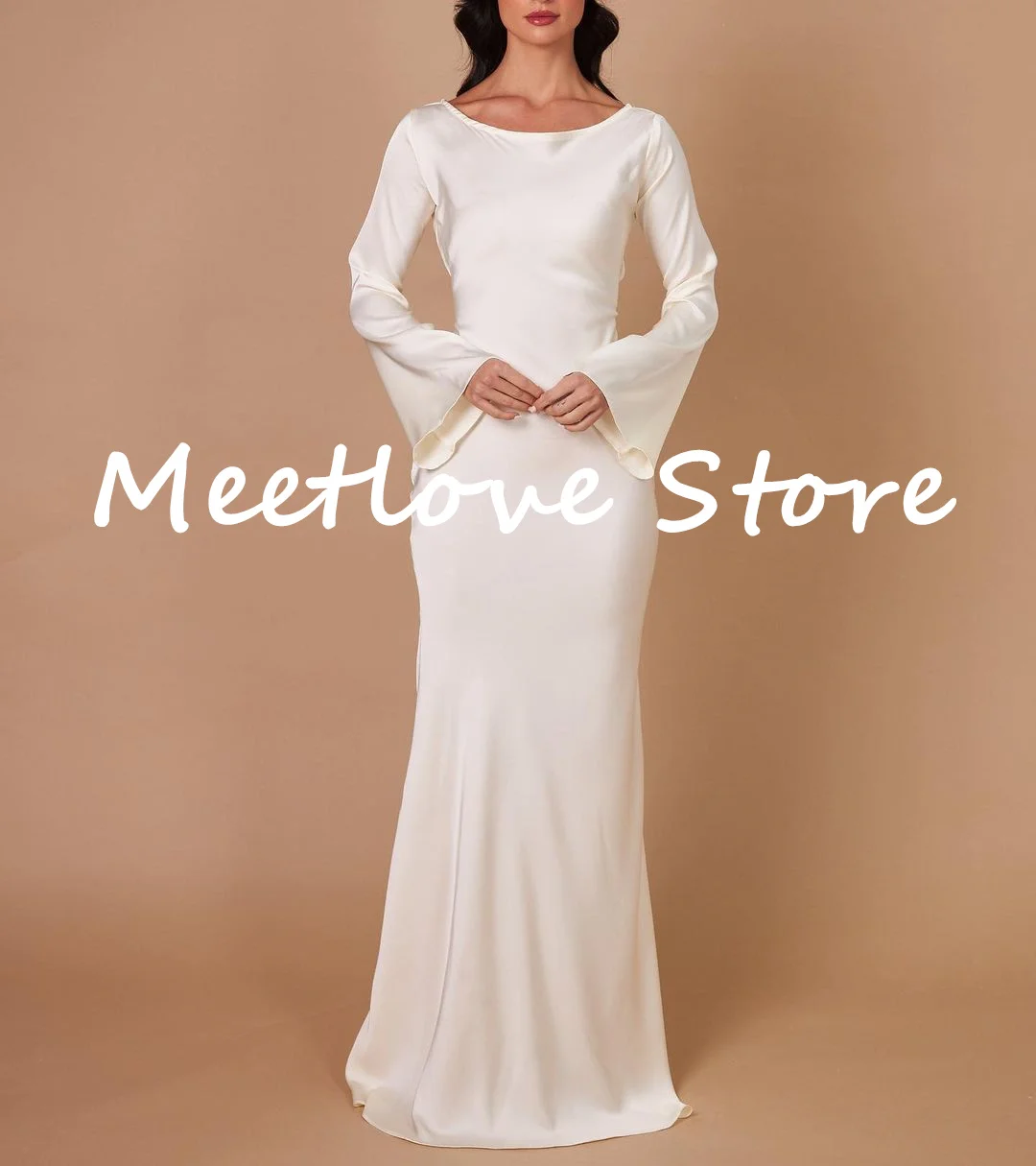 Meetlove Maßgeschneidert wie Satin, Meerjungfrau, bodenlang, Reißverschluss, elegante Partykleider für Damen, 2024, Kleid für Damen, eleganter Luxus