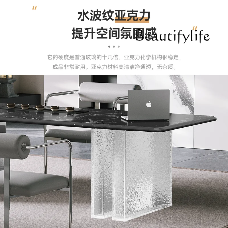 Italian minimalist natural luxury stone living room home simple modern high-end villa light luxury marble tea table