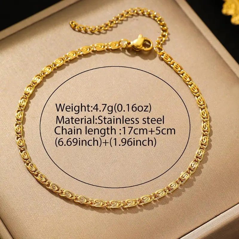 Hypoallergenic Stainless Steel Chain Bracelet for Women Gold Color Lightweight Luxury Jewelry for Birthday Present
