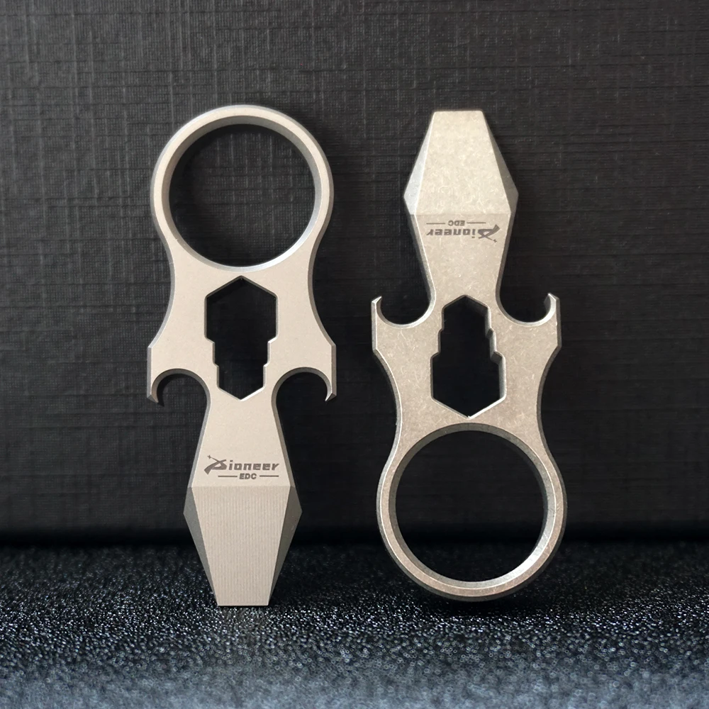 Titanium Multitool Keychain Bottle Opener Crowbar  Screw Wrench  Survival Multifunctional Knife Slef Defense QG05