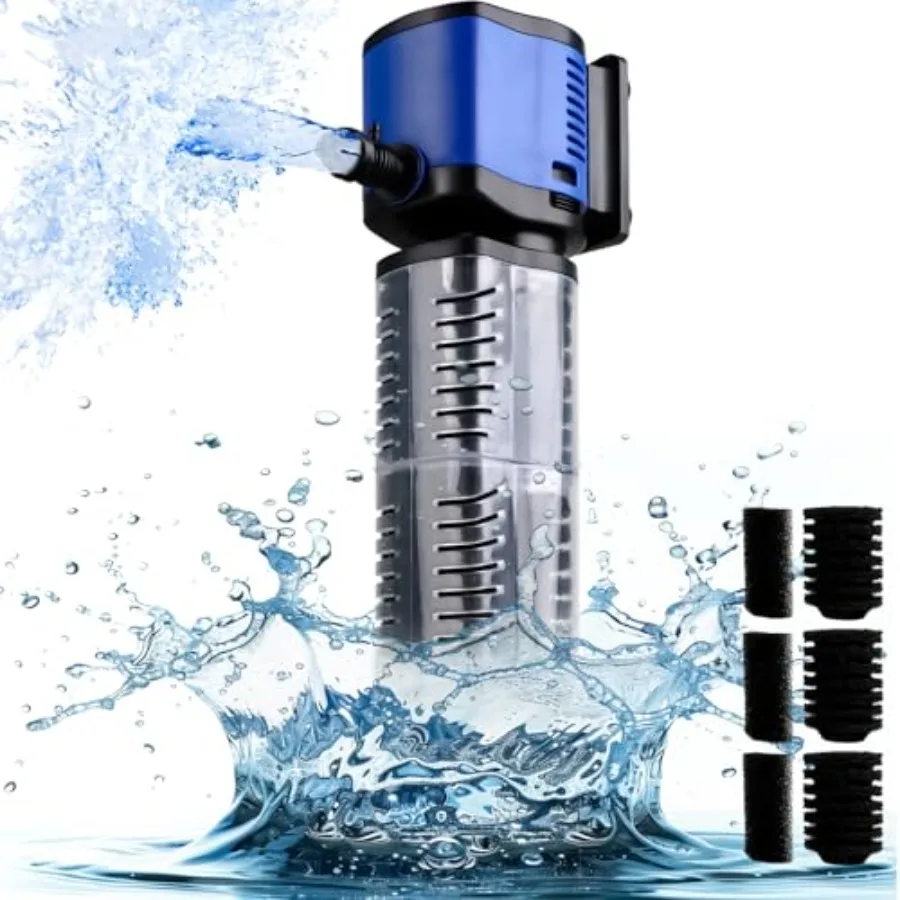 

Aquarium Filter for s Tank, Powerful 660GPH Internal Fish Tank Filter, Pump Submersible Filter with Sponge for Large Fish Tanks