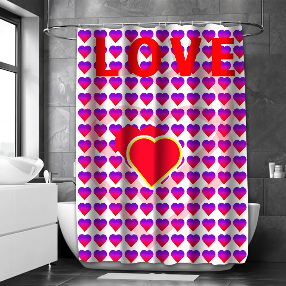 Valentine's Day Bathing Curtain  Bathroom Shower Curtain Waterproof With 12 Hooks Home Deco Free Ship