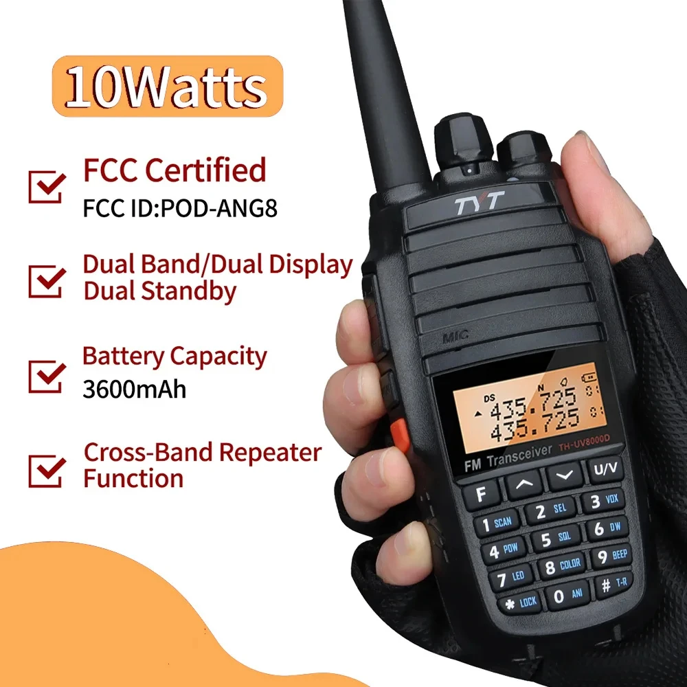 Tyt Th-Uv8000D 長距離トランシーバー リピーター 10W デュアルバンド VHF 136-174MHz UHF 400-520MHz アマチュア無線 FM ワイヤレスセット キャンプ用