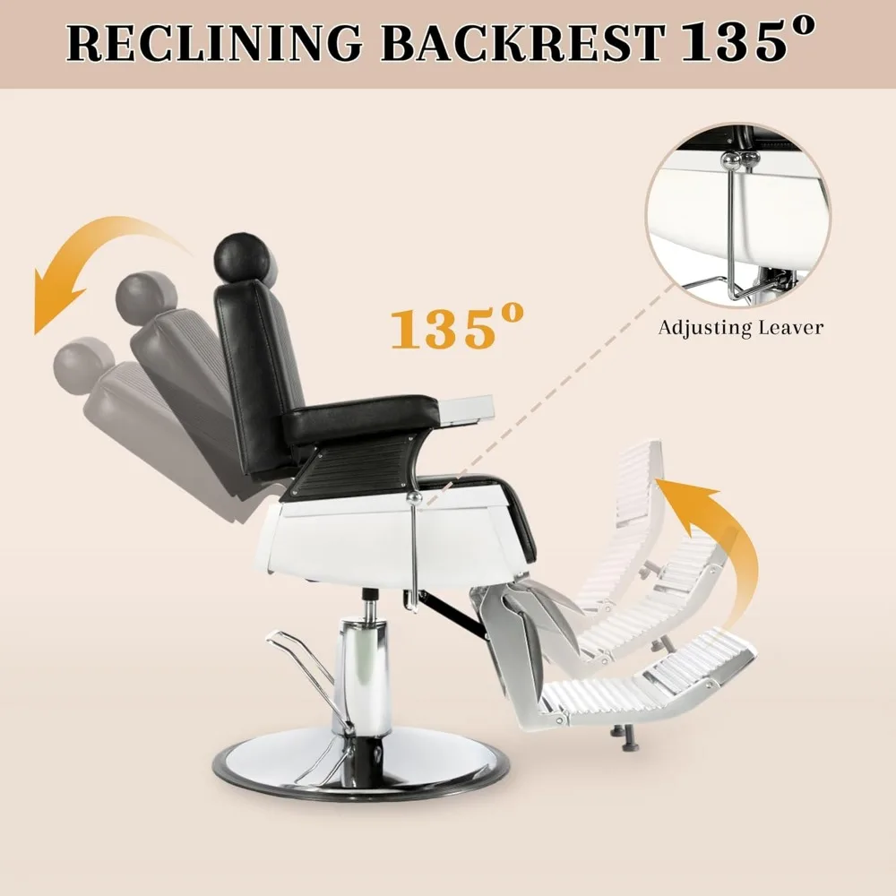 Barber Chair for Barbershop,Professional Hydraulic Salon Chair for Hair Stylist,All Purpose Heavy Duty Recling Barber Chairs