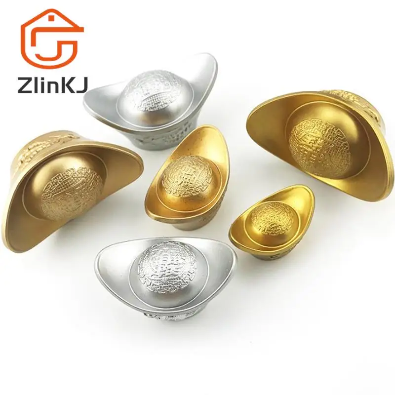 1 pz plastica falso oro cinese antico Yuanbao lingotto piccolo FengShui ornamenti ricchezza lingotto d'oro auto Home Office decorazione regali