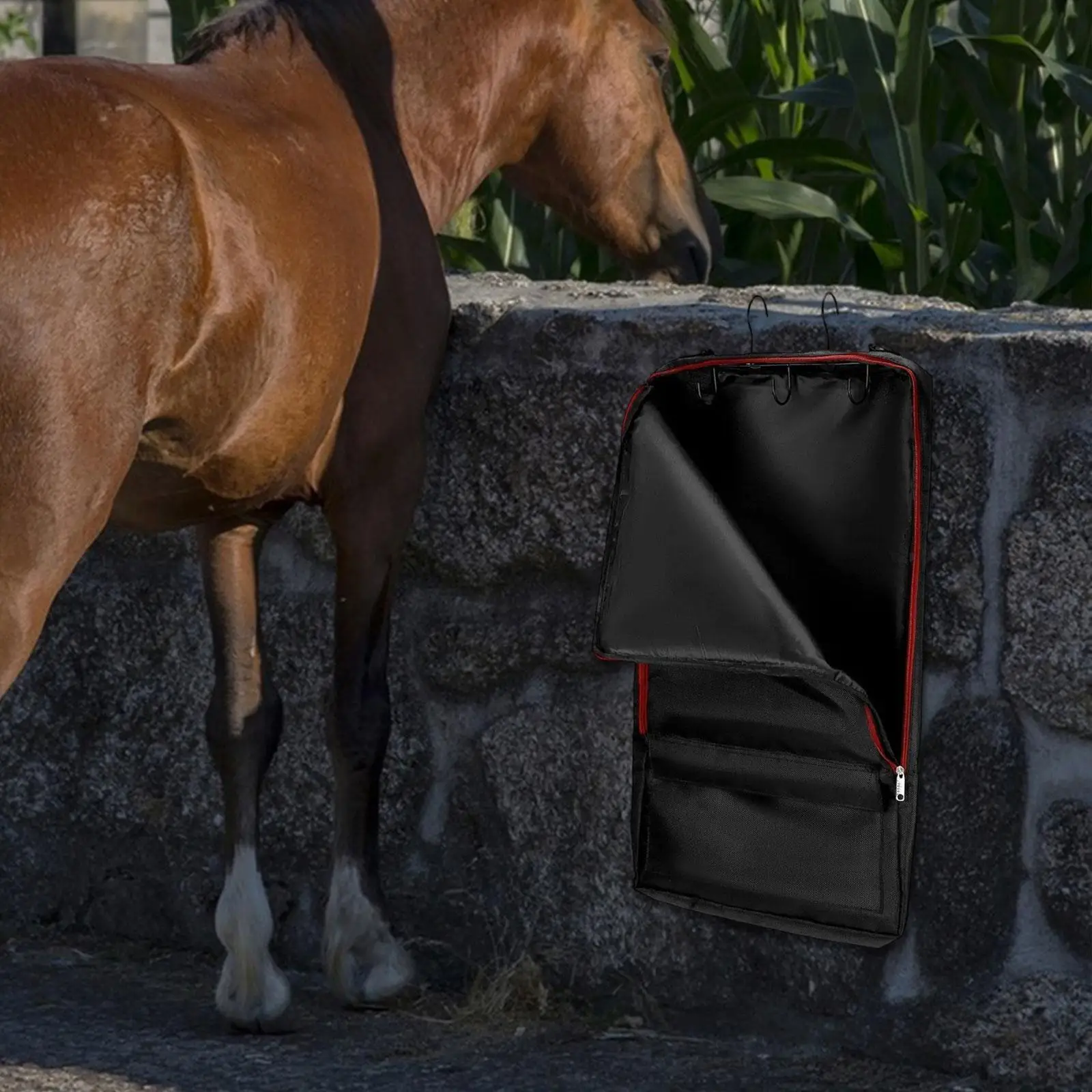 Bolsa de freno para caballos con ganchos, bolsa de almacenamiento ecuestre resistente a desgarros para regalo, bolsa de transporte para arnés de remolque Halter Reins