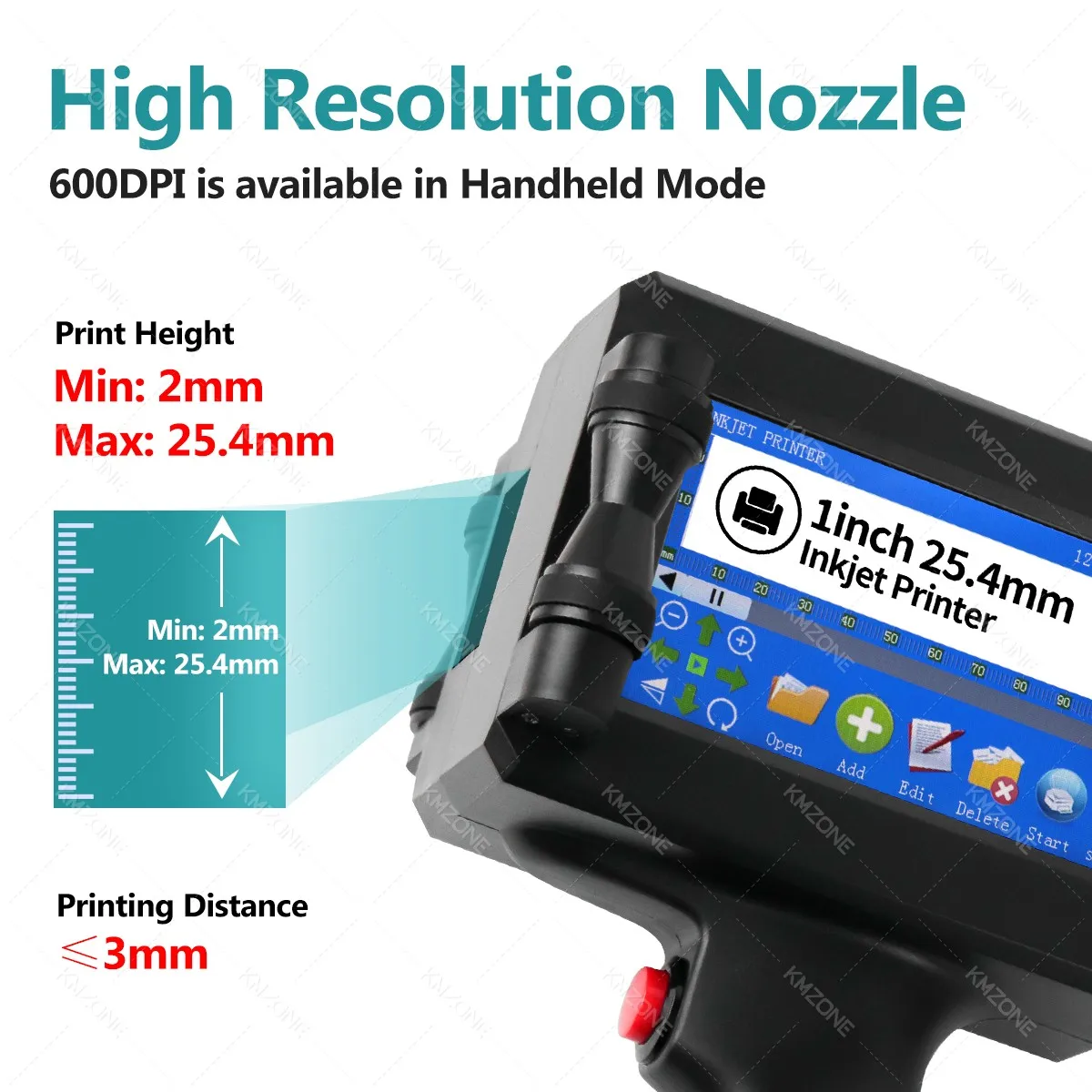 25.4mm Handheld Inkjet Printer Gun Portable For Metal Expiry Date Barcode QR Code Batch Numbers Best Value Logo Printing INKP195