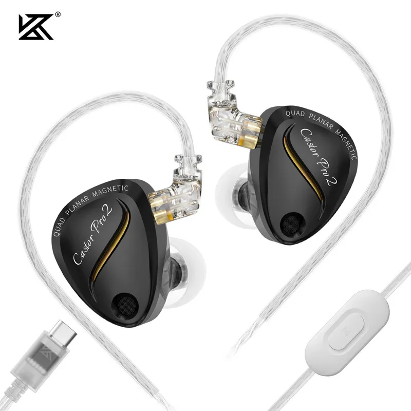 KZ Castor Pro 2 In-Ear Oordopjes Dubbele Dynamische Driver Hifi Monitor Bedrade Headset Voor Live Muziek Op Het Podium Audiofiel