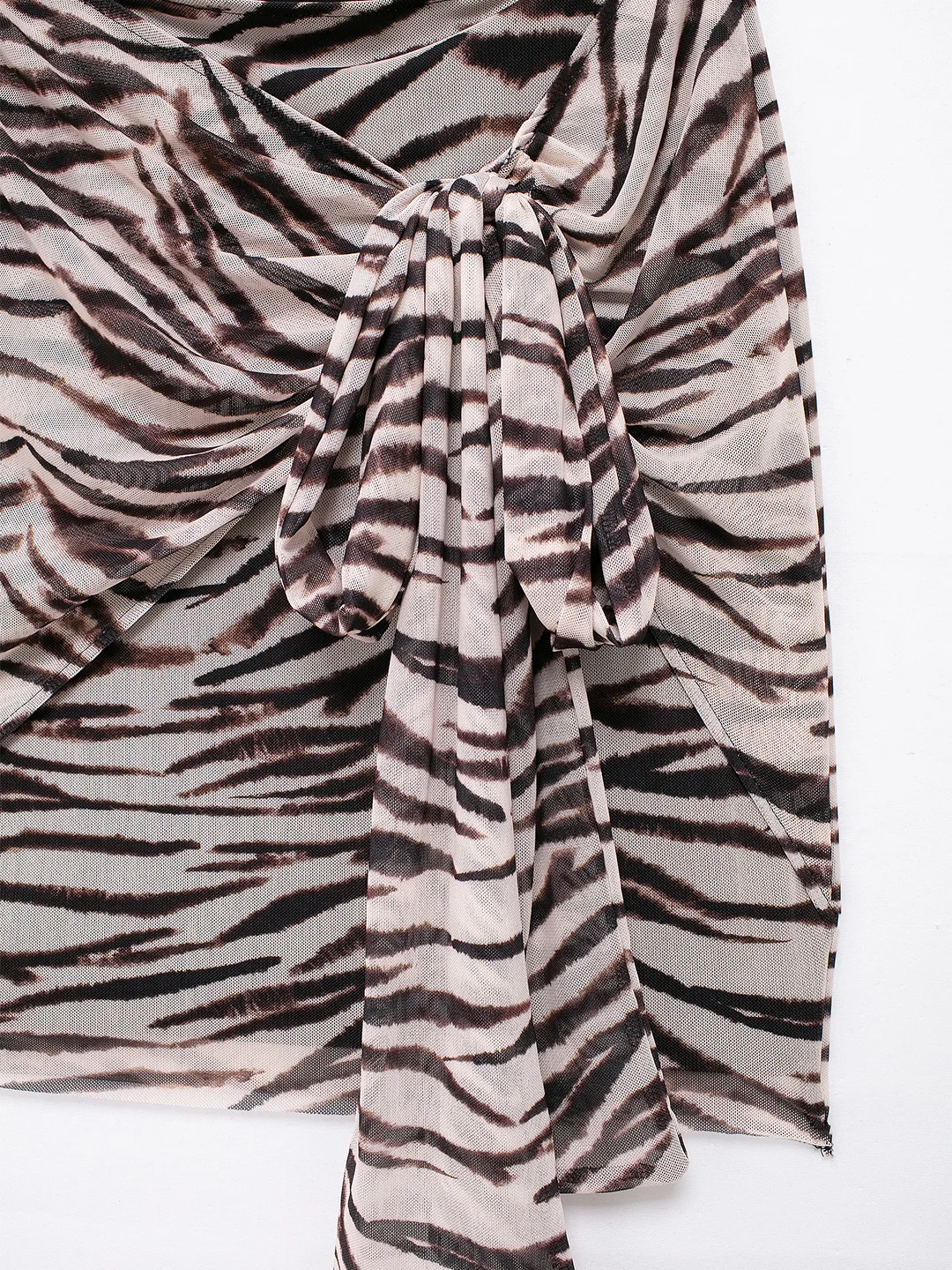 Zebra Print Uitgesneden Mini Bodycon Jurk Mouwloze Zomer Jurk Voor Vrouwen Verzameld Stropdas Riem Nachtclub Feest Sexy Korte Jurken