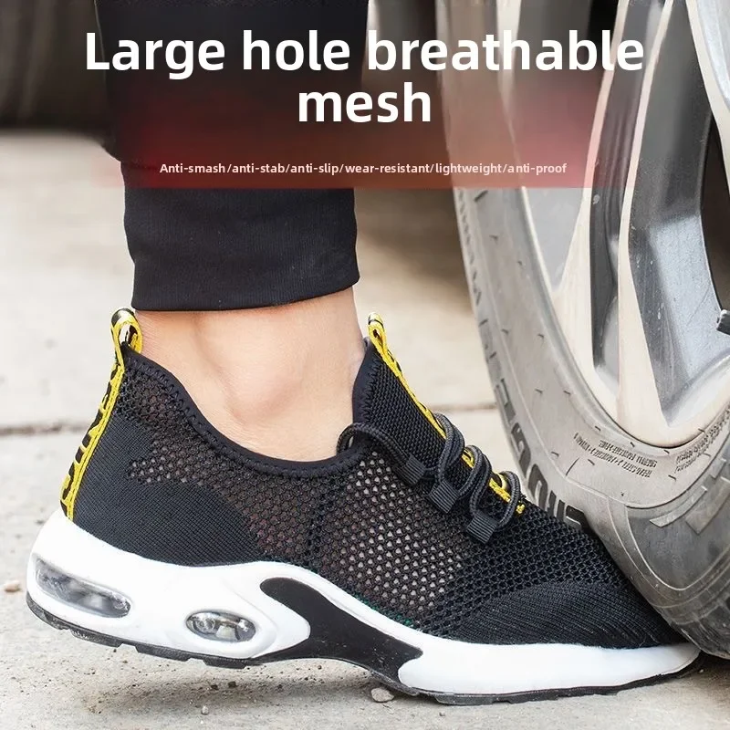 

DurableLarge Net Breathable Labor Insurance Shoes Men's Plastic Steel Head Anti-smashing And Anti-piercing Lightweight Safety Sh