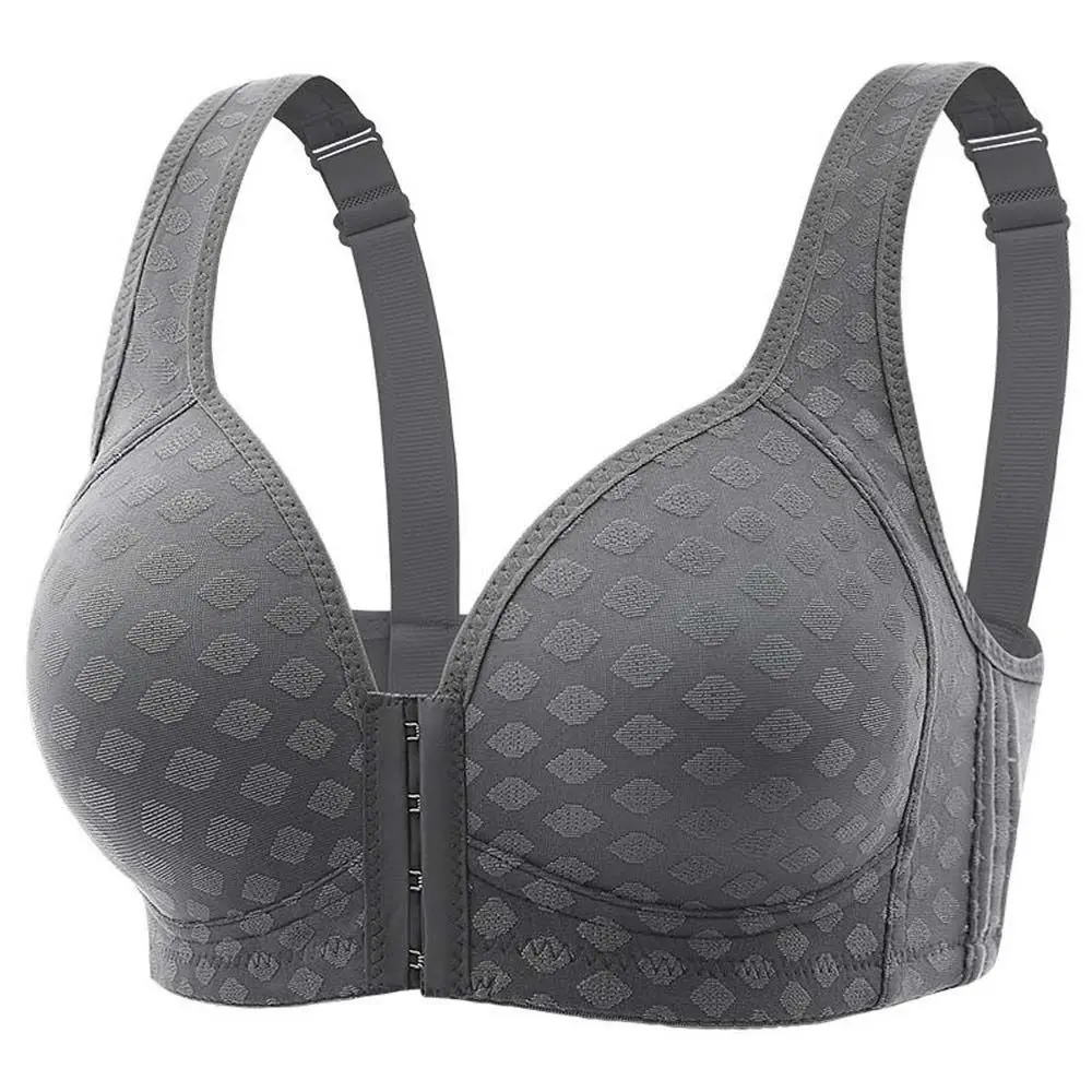 

Adjustable Middle Aged Elderly Bra Close-fitting Cotton Nylon Front Buckle Bra Anti-sagging Gathered Breasts Large Size Bra