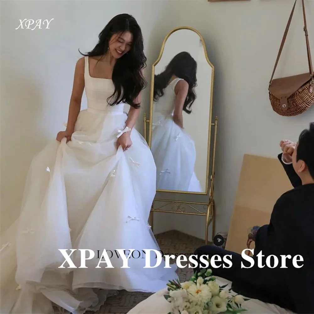 

XPAY Princess Square Neck Korea Garden Wedding Dresses Sleeveless 프롬드레스 Customized Elegant Bride Gowns Party Women Bride