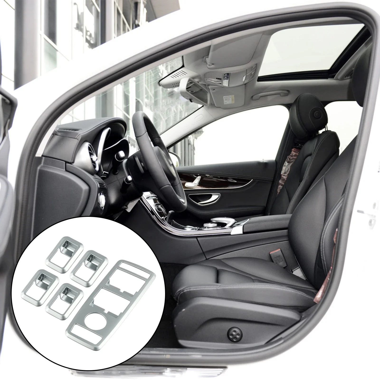 

Newest 5pcs GLASSES Switch Cover Trim For Mercedes For A B C For E CLA CLS For GL GLA GLK Replacement Car Accessories