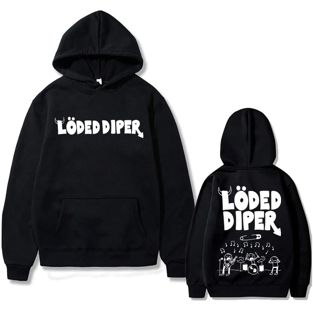 Loded Diper Double Sided Print Hoodie Men Women Vintage Gothic Rock Oversized Long Sleeve Sweatshirt Men's Fleece Cotton Hoodies