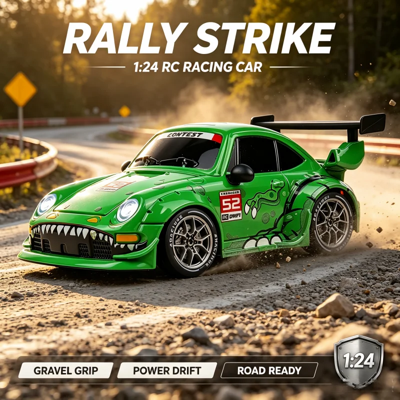 1:24 Scale Rally Strike RC Racing Car Gravel Grip Power Drift Road Ready Remote Control Hobby Toy Gift for Boys Hobby Players