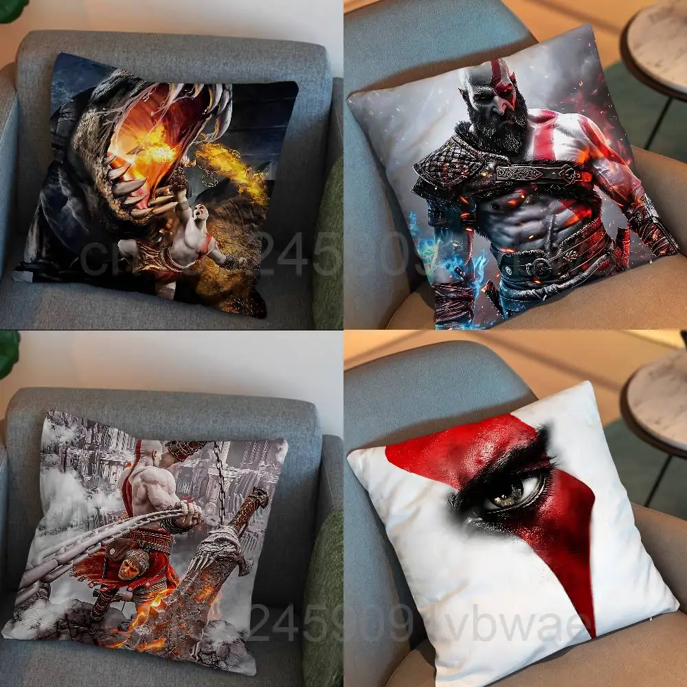 

Furious Kratos game God of War Pillow Case Pillow Case Living Room Sofa Cushion Cover Suitable For Home Bedroom Room Decoration