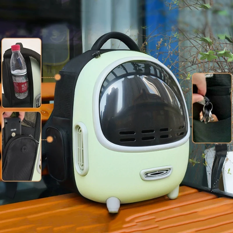 

Portable Summer Outdoor Cat Bag Super Breathable Cat Cage Semi Transparent Dual Shoulder Pet Air Box Large Space Pet Supplies