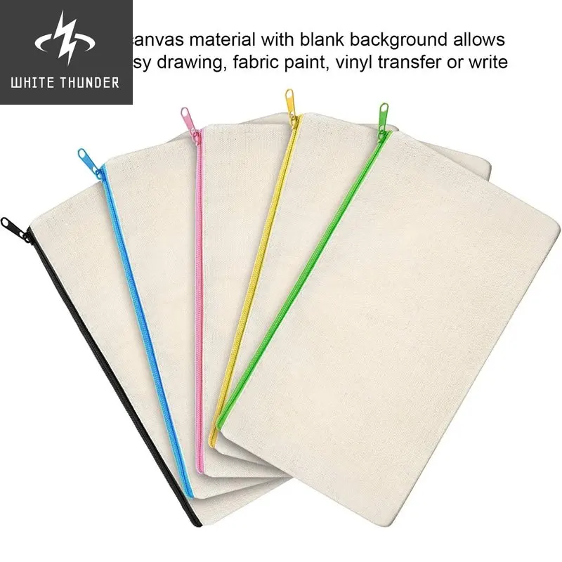 40Pcs Canvas Cosmetic Bag Canvas Zipper Bag Pencil Case DIY Travel Handmade Bag DIY Craft School Multicolor Zipper